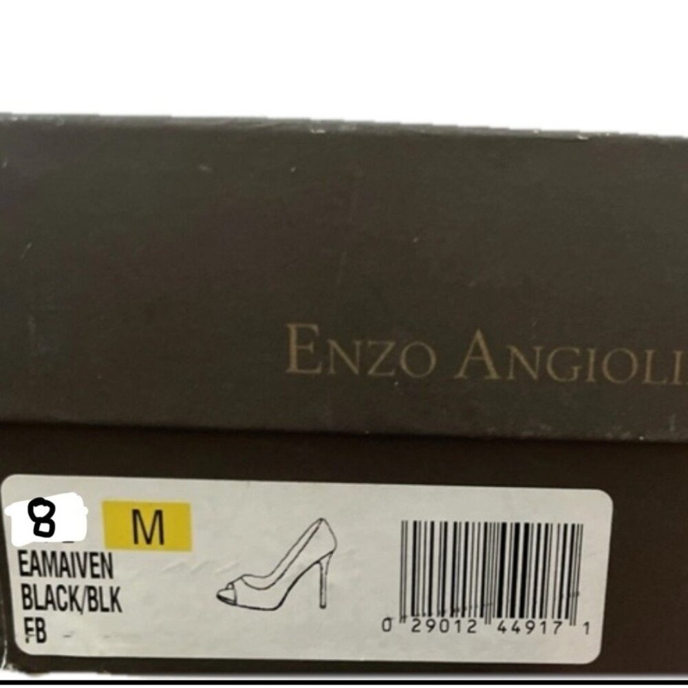 Enzo Angiolini EAMAIVEN Black Glitter Stiletto Open Toe Pump Sz 8 M High Heel - Picture 10 of 10